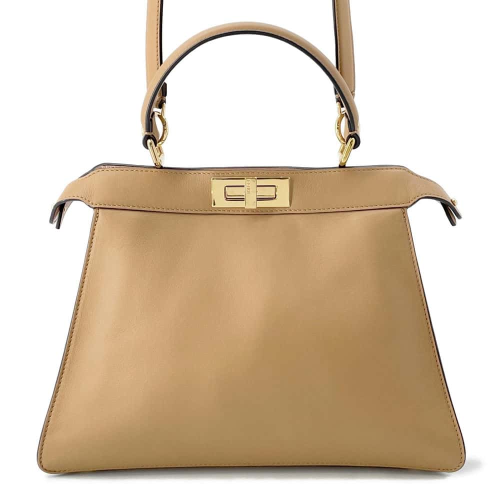 FENDI Peekaboo Icy You Brown8BN321 Leather Size Medium