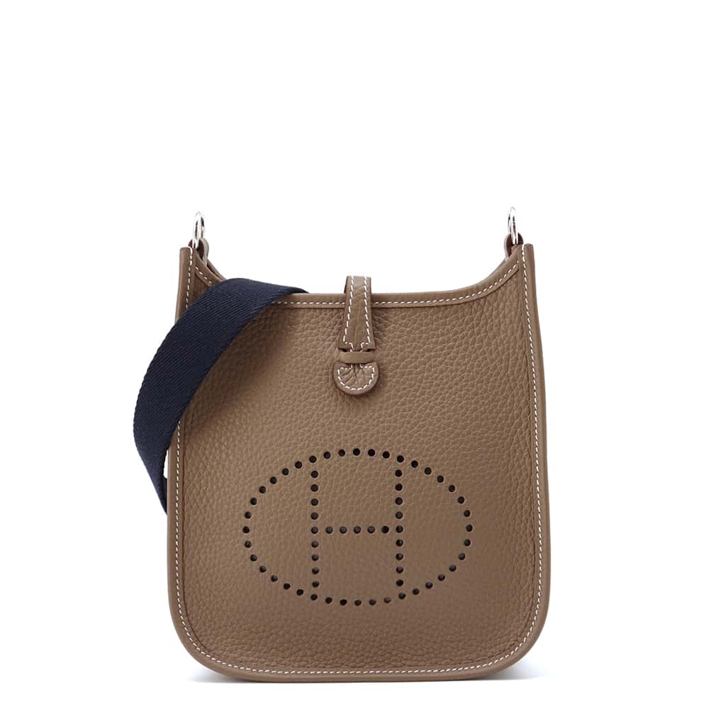 HERMES Evelyne Amazon Long Etoupe/Blue Indigo Taurillon Clemence Size TPM
