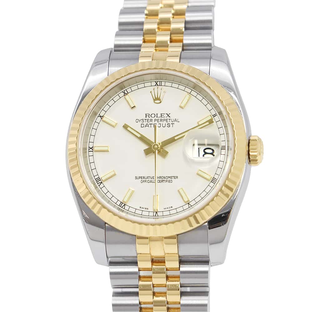 ROLEX Datejust W36mm Stainless Steel K18YG White Dial116233