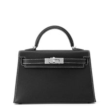 将图像加载到图库查看器中，HERMES Mini Kelly Do SPO Black (White stitch) Epsom
