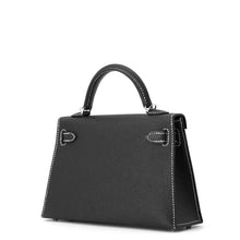 将图像加载到图库查看器中，HERMES Mini Kelly Do SPO Black (White stitch) Epsom
