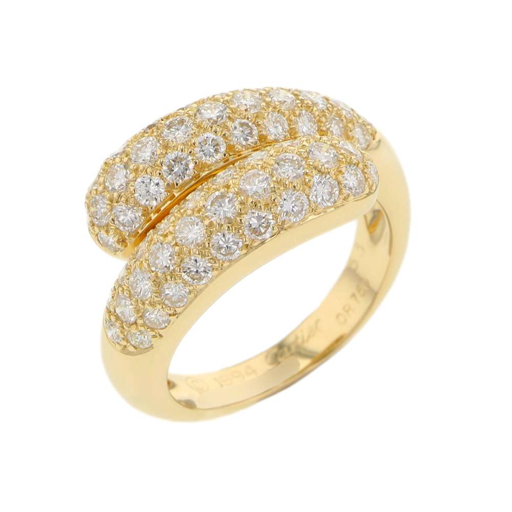 CARTIER Double Mimi Ring Size 53/#13 18K Yellow Gold
