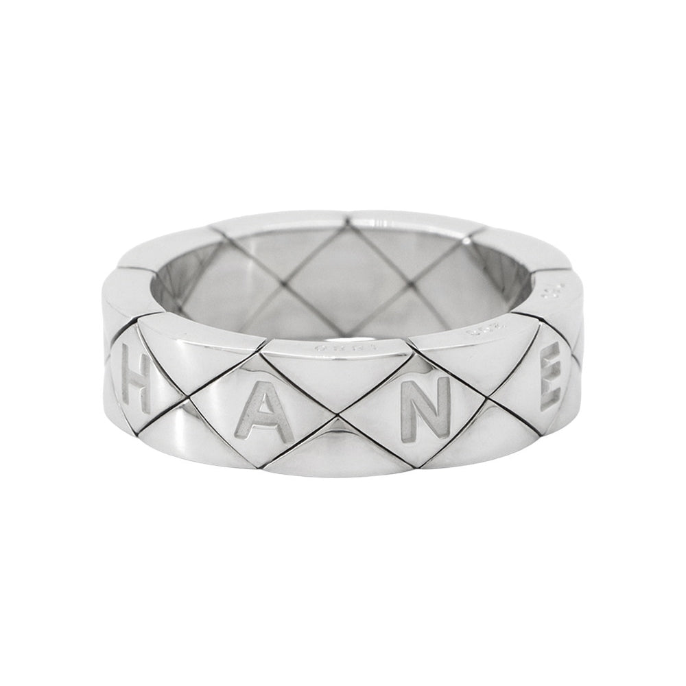 CHANEL Matelasse Ring Size Approximately18J1347 18K White Gold