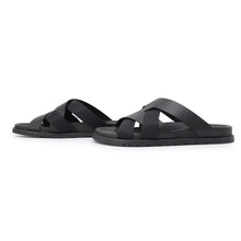 Load image into Gallery viewer, HERMES Kazimir Sandals Black Leather Nylon Size 42
