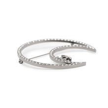 将图像加载到图库查看器中，CHANEL Brooch Crescent Moon Silver Metal Rhinestone
