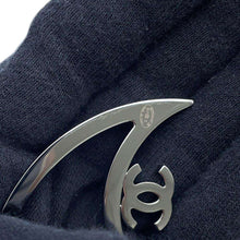 将图像加载到图库查看器中，CHANEL Brooch Crescent Moon Silver Metal Rhinestone
