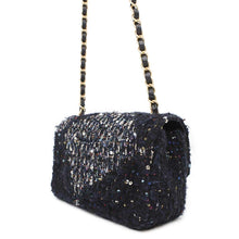 将图像加载到图库查看器中，CHANEL Matelasse Single Flap ChainShoulder NavyA69900 Tweed Sequins
