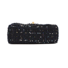 将图像加载到图库查看器中，CHANEL Matelasse Single Flap ChainShoulder NavyA69900 Tweed Sequins
