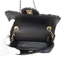 将图像加载到图库查看器中，CHANEL Matelasse Single Flap ChainShoulder NavyA69900 Tweed Sequins
