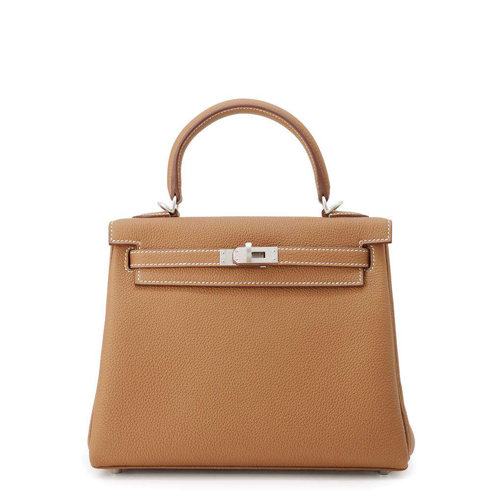 HERMES Kelly Retourne Gold Togo Leather Size 25