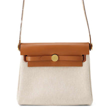 Load image into Gallery viewer, HERMES Herbag zip Ecru/Fauve Toile Military Vache Hunter Leather Size Mini
