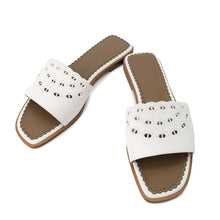 Load image into Gallery viewer, HERMES Frog Sandals White/Brown Leather Size 38 1/2
