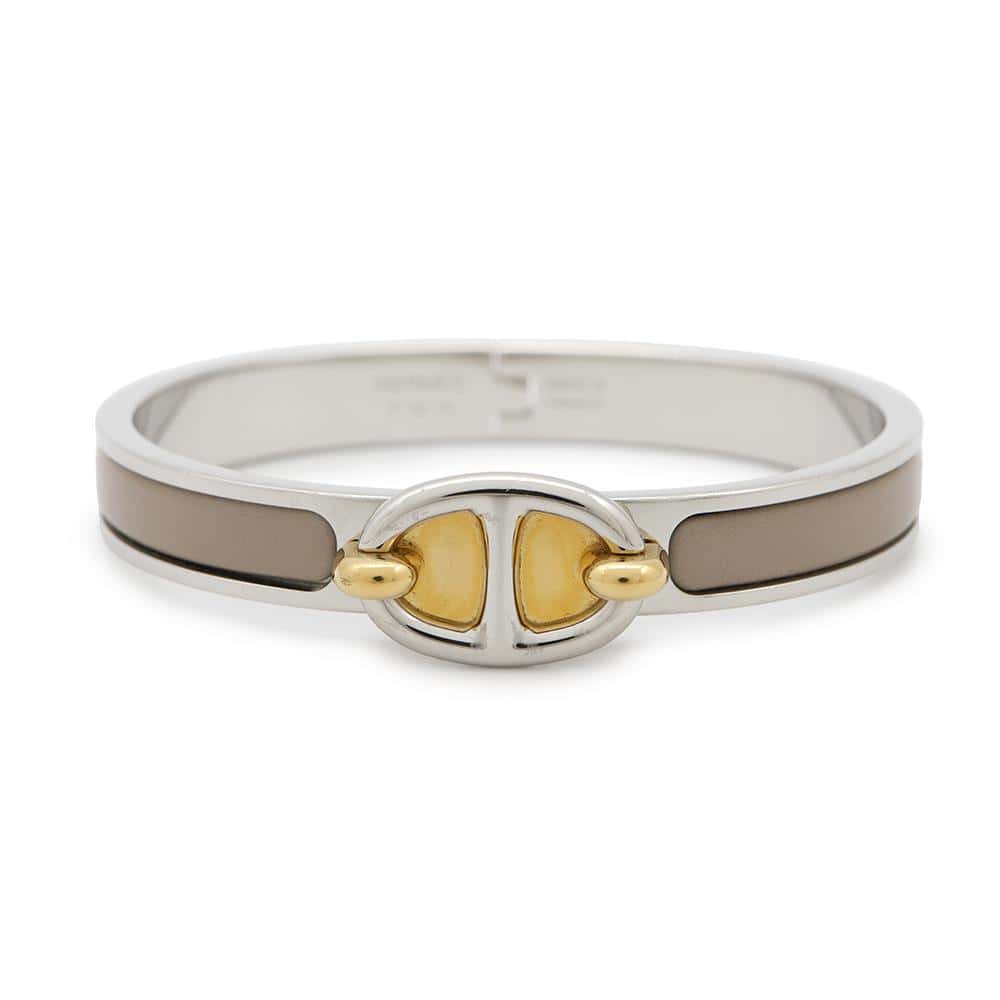 HERMES Mini Clic Chaine d'Ancre Bracelet Size PM Marong rasse Metal Enamel
