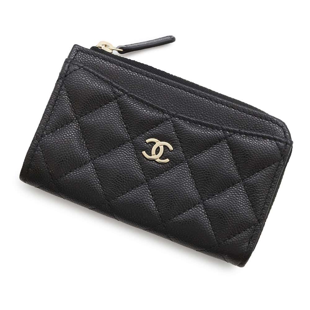 CHANEL Classic Zip Card Case Fragment BlackAP3179 Caviar Leather