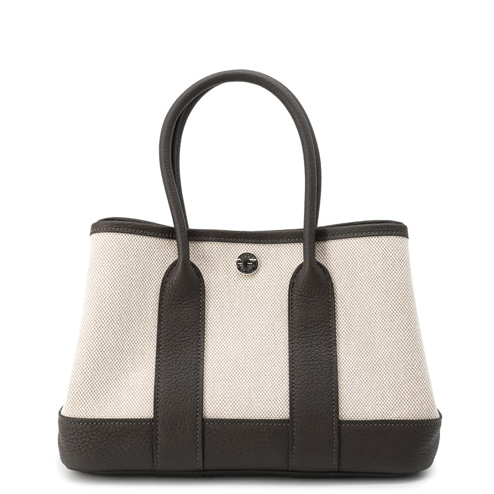 HERMES Neo Garden Ecru/Beige/Ebene Toile H Viking Negonda Leather Size 23