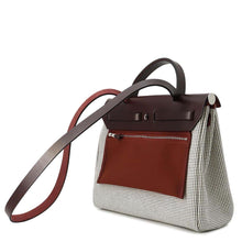 Load image into Gallery viewer, HERMES Herbag zip RougeSellier/Black/White Toile Quadrille Vache Hunter Leather Size 31(PM)
