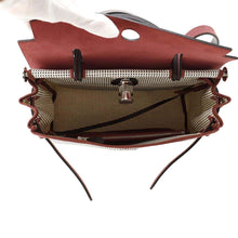 Load image into Gallery viewer, HERMES Herbag zip RougeSellier/Black/White Toile Quadrille Vache Hunter Leather Size 31(PM)
