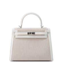 Load image into Gallery viewer, HERMES Kelly Sellier Ecru/New White Toile H Swift Leather Size 25
