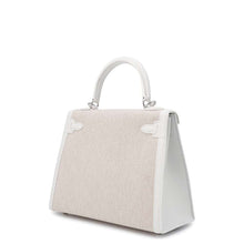 Load image into Gallery viewer, HERMES Kelly Sellier Ecru/New White Toile H Swift Leather Size 25
