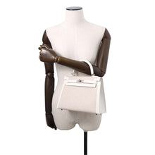 Load image into Gallery viewer, HERMES Kelly Sellier Ecru/New White Toile H Swift Leather Size 25
