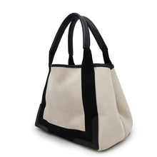 Load image into Gallery viewer, BALENCIAGA Navy Cabas S Natural/Black339933 Canvas Leather Size S

