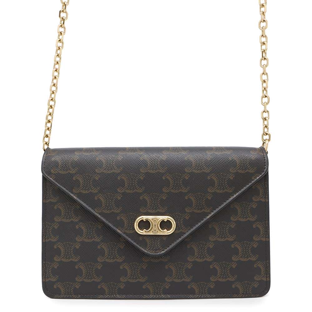 CELINE Triomphe Maillon Chain Wallet Tan10F822CZT PVC