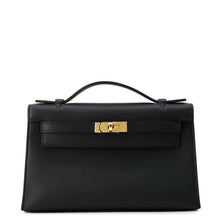 将图像加载到图库查看器中，HERMES PochetteKelly Black Swift Leather

