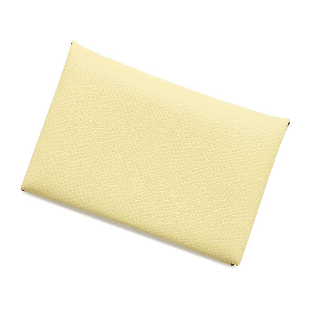 HERMES Calvi Verso Jaune Poussin/VertMoyen Epsom