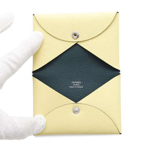 Load image into Gallery viewer, HERMES Calvi Verso Jaune Poussin/VertMoyen Epsom
