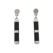 将图像加载到图库查看器中，HERMES Charnière Earrings Size PM Black Swift Leather Metal
