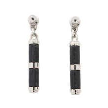 将图像加载到图库查看器中，HERMES Charnière Earrings Size PM Black Swift Leather Metal
