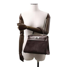 将图像加载到图库查看器中，HERMES Kelly Retourne Ebene/Chocolat Troika Evercalf Leather Size 28
