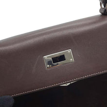 将图像加载到图库查看器中，HERMES Kelly Retourne Ebene/Chocolat Troika Evercalf Leather Size 28
