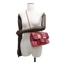 Load image into Gallery viewer, CHANEL Patchwork Single Flap ChainShoulder Bag Red/PinkA65468 Tweed Patent Leather Leather Fabric Size 25
