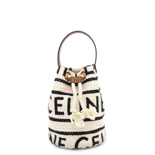 Load image into Gallery viewer, CELINE Teen Drawstring Handbag White/Black/Brown196532EFY Cotton Calf Leather
