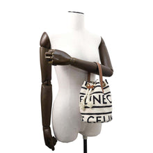 Load image into Gallery viewer, CELINE Teen Drawstring Handbag White/Black/Brown196532EFY Cotton Calf Leather
