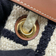 Load image into Gallery viewer, CELINE Teen Drawstring Handbag White/Black/Brown196532EFY Cotton Calf Leather
