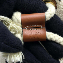Load image into Gallery viewer, CELINE Teen Drawstring Handbag White/Black/Brown196532EFY Cotton Calf Leather
