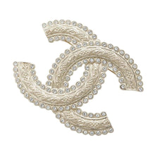 Load image into Gallery viewer, CHANEL CC Logo Brooch Champagne Gold Metal Rhinestone
