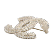 Load image into Gallery viewer, CHANEL CC Logo Brooch Champagne Gold Metal Rhinestone
