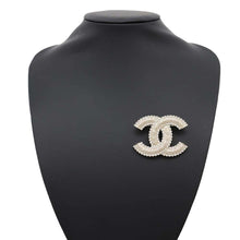 Load image into Gallery viewer, CHANEL CC Logo Brooch Champagne Gold Metal Rhinestone
