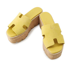Load image into Gallery viewer, HERMES Eze Sandals Jaune Imperial Chevre Veroa Size 35
