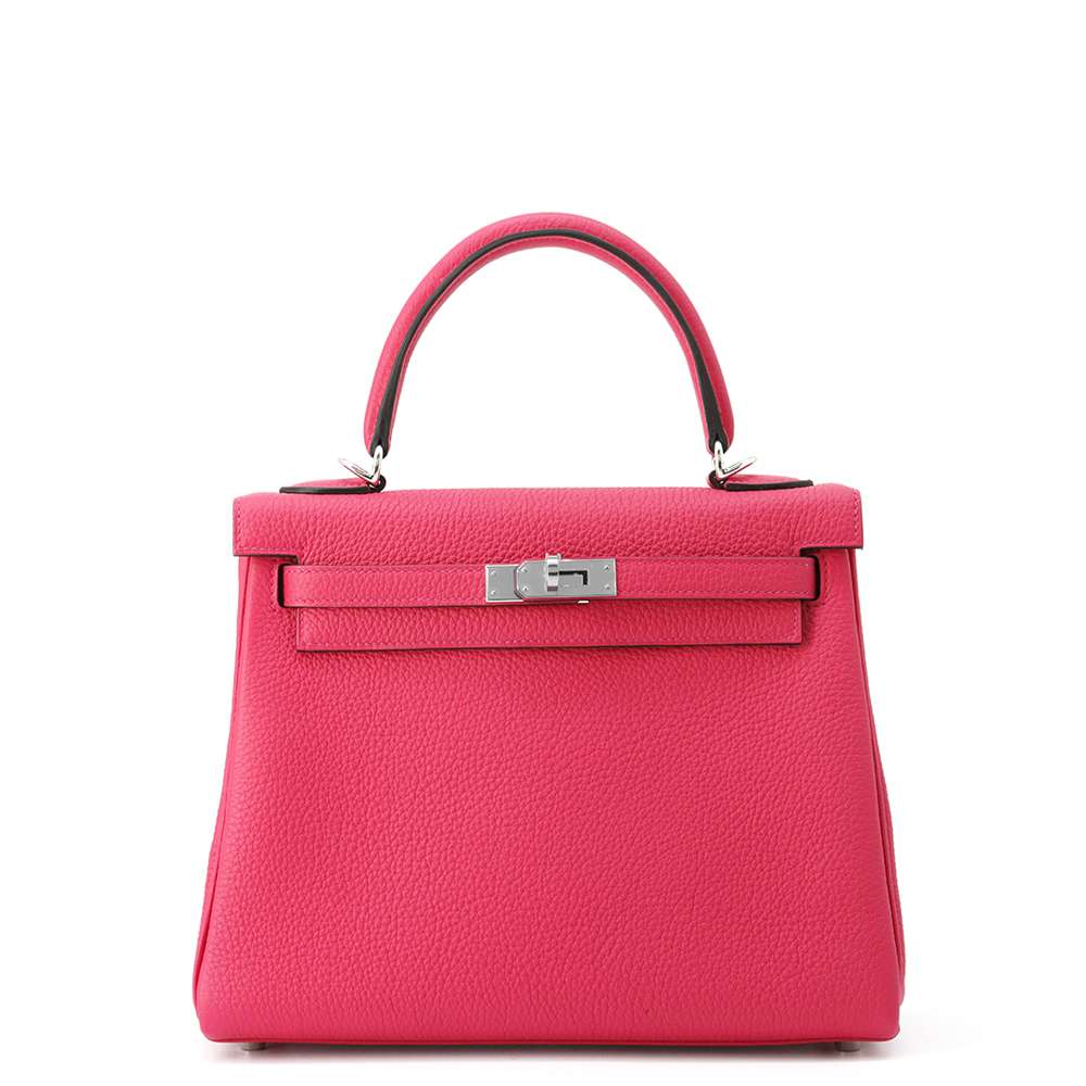 HERMES Kelly Retourne Rose mexico Togo Leather Size 25
