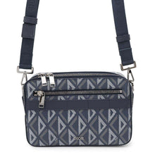 将图像加载到图库查看器中，Dior CD Diamond Safari Shoulder Bag Navy1ESPO206CDP PVC Coated Canvas Leather
