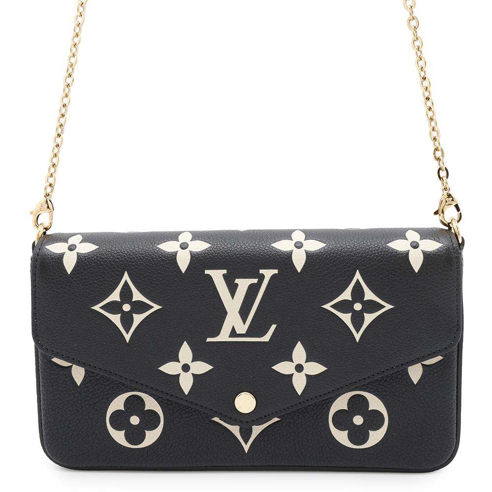 LOUIS VUITTON Felicie Pochette  Noir/BeigeM80482 Monogram Empreinte Leather