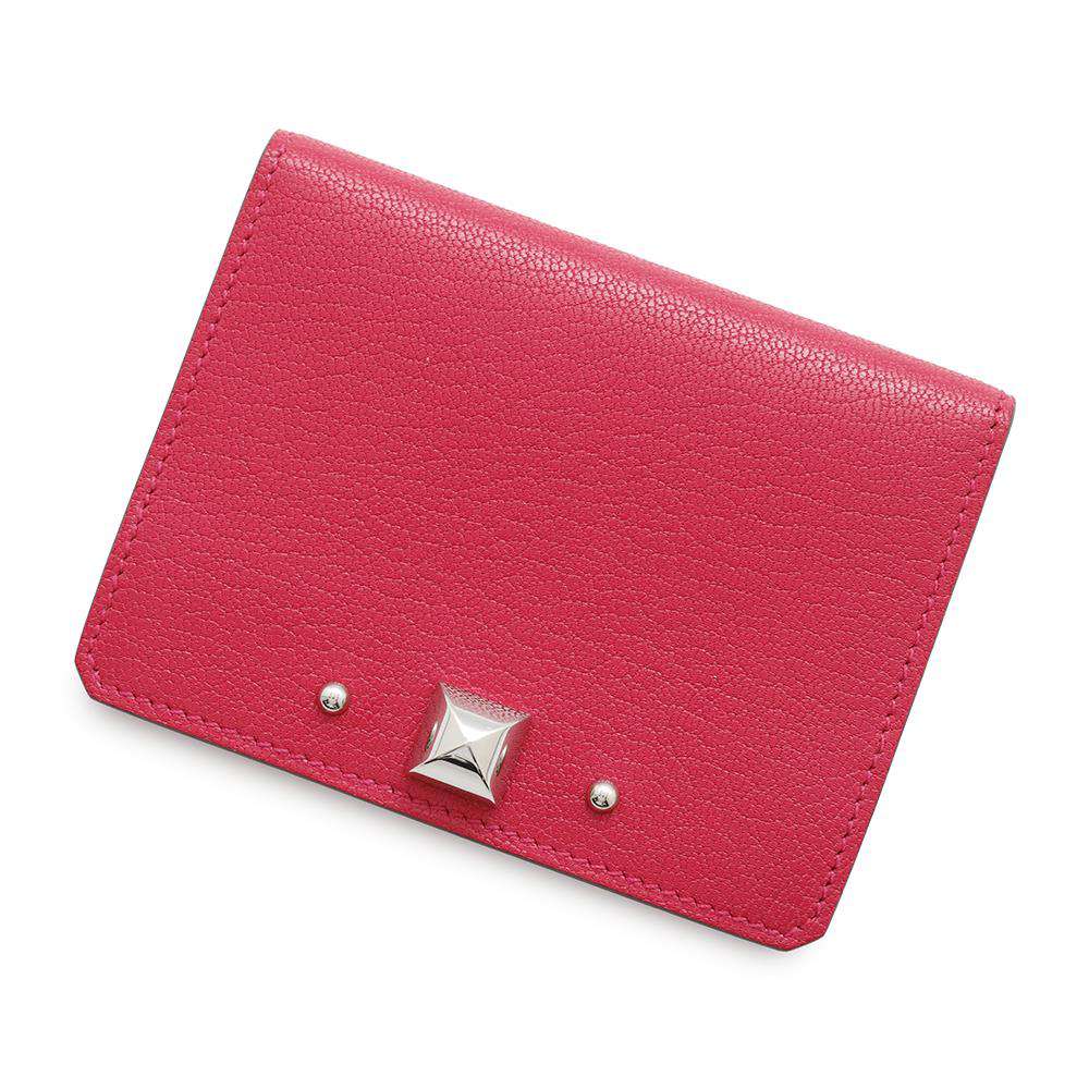 HERMES Medall Card Case Rose Extreme Chevre Shamqila