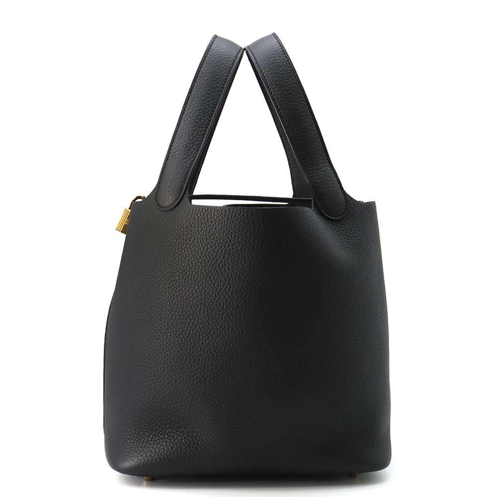 HERMES Picotin Lock Black Taurillon Clemence Size MM