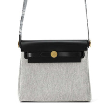 Load image into Gallery viewer, HERMES Herbag zip Black/Ecru Toile Military Vache Hunter Leather Size Mini
