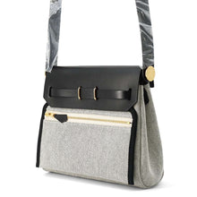 Load image into Gallery viewer, HERMES Herbag zip Black/Ecru Toile Military Vache Hunter Leather Size Mini
