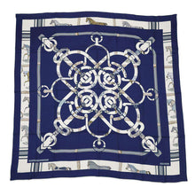 Load image into Gallery viewer, HERMES Giant Square &quot;Apron Doll &amp; Horse Blanket&quot; Marine/Blanc/Blue Ardoise Cashmere70% Silk30%
